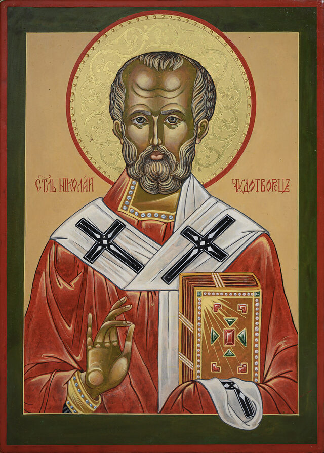 St Nicholas the Wonderworker — the whole icon, frontal reproduction